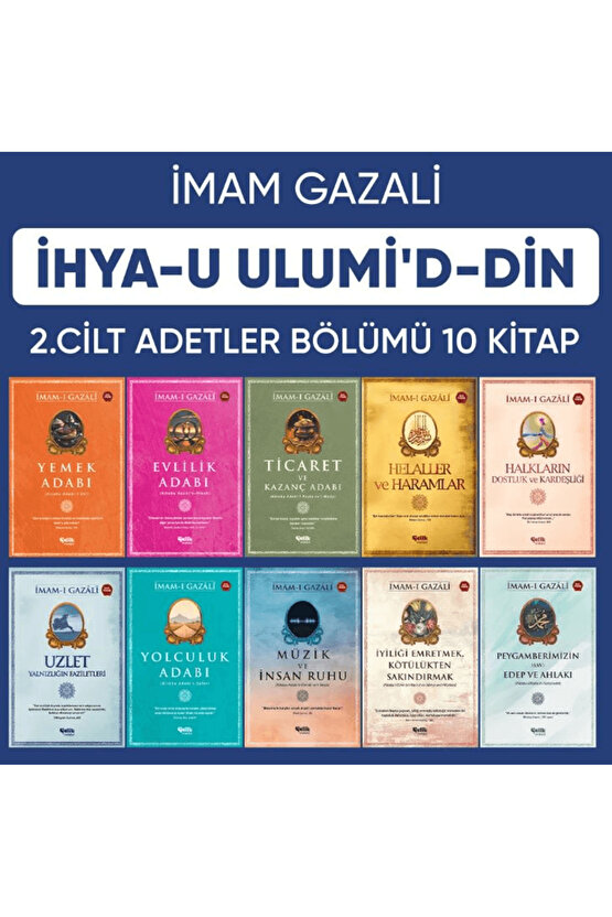 İhyau Ulumiddin 2. Cilt (Adetler Bölümü 10 Kitap)  İmam Gazali  Çelik Yayınevi  9789318918009