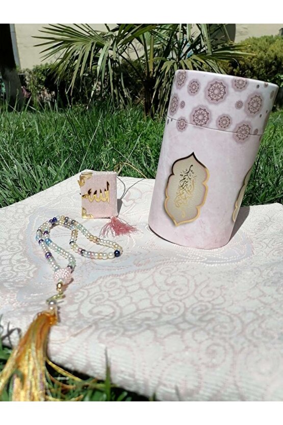 Çeyizlik Bohça Hediyesi Seccade Seti, Mermer Desen Kutu &seccade & Zikir Tesbihi