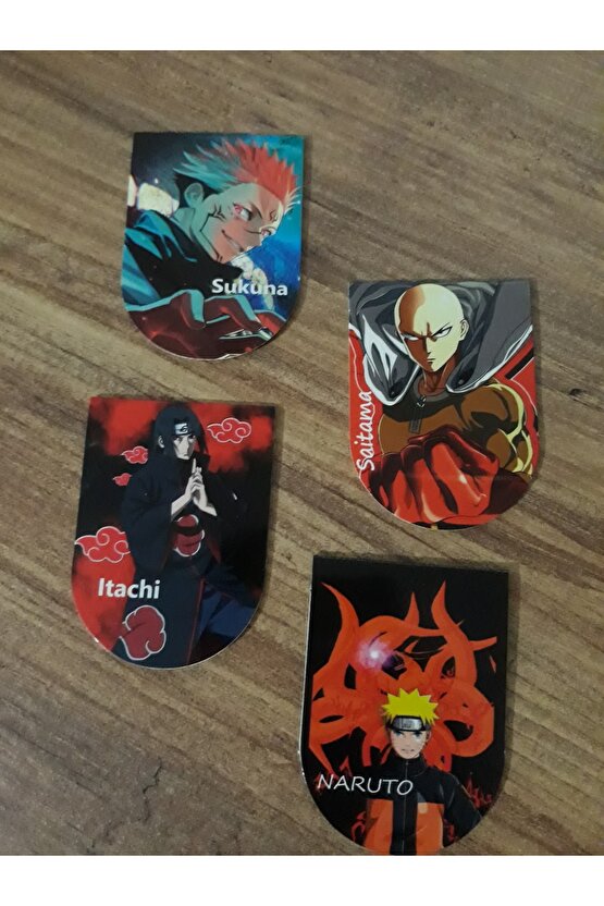 Anime Sukuna Naruto Saitama Ve Itachi Manyetik Kitap Ayracı Seti