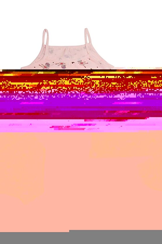 3406x6 Kız Çocuk 6lı Karışık Desen İp Askılı Atlet Külot Takım-Renkli