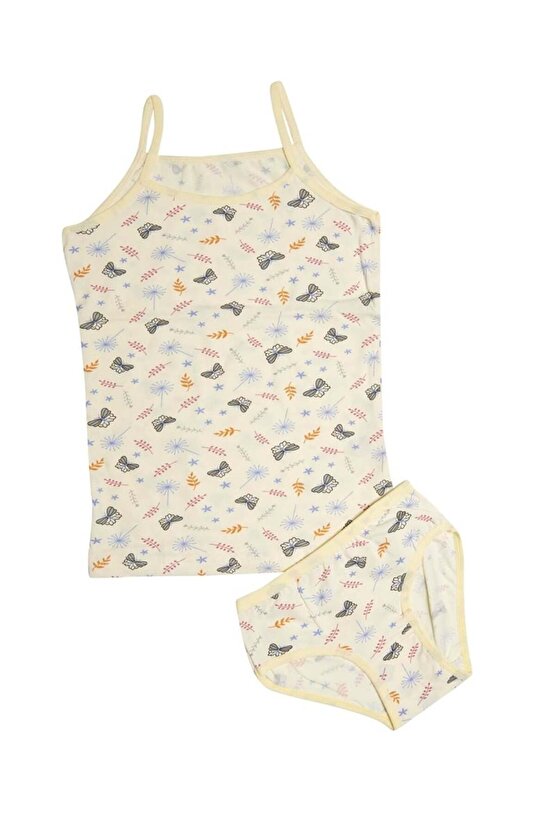 3406x6 Kız Çocuk 6lı Karışık Desen İp Askılı Atlet Külot Takım-Renkli