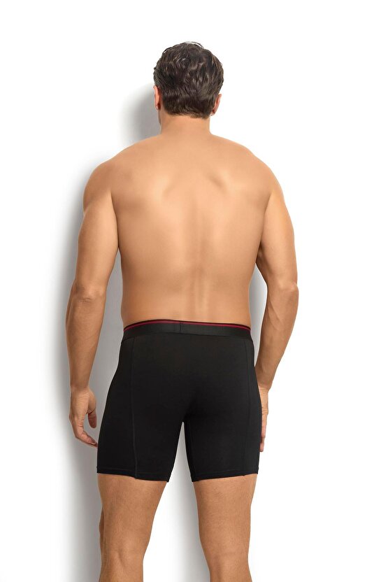 Erkek Siyah Pamuklu Likralı 3 Lü Boxer 268