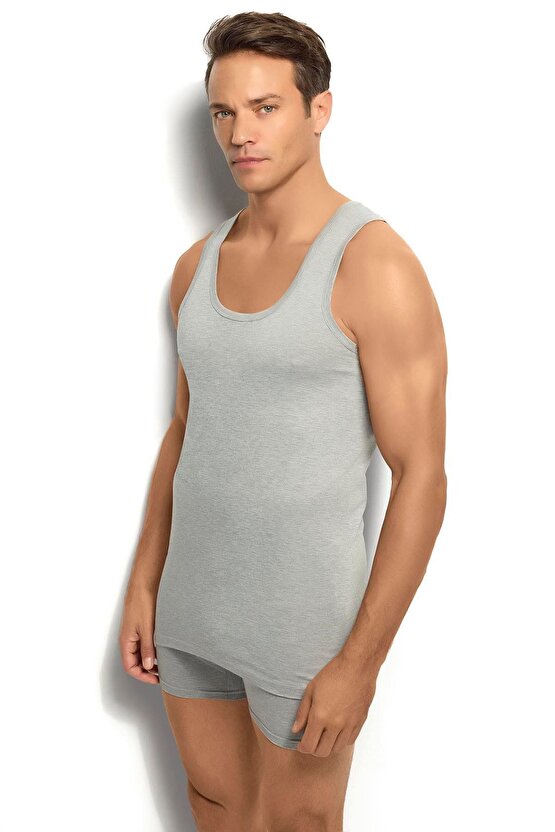 110 Erkek Gri Askılı Atlet 3 Adet Paket Abani Classic