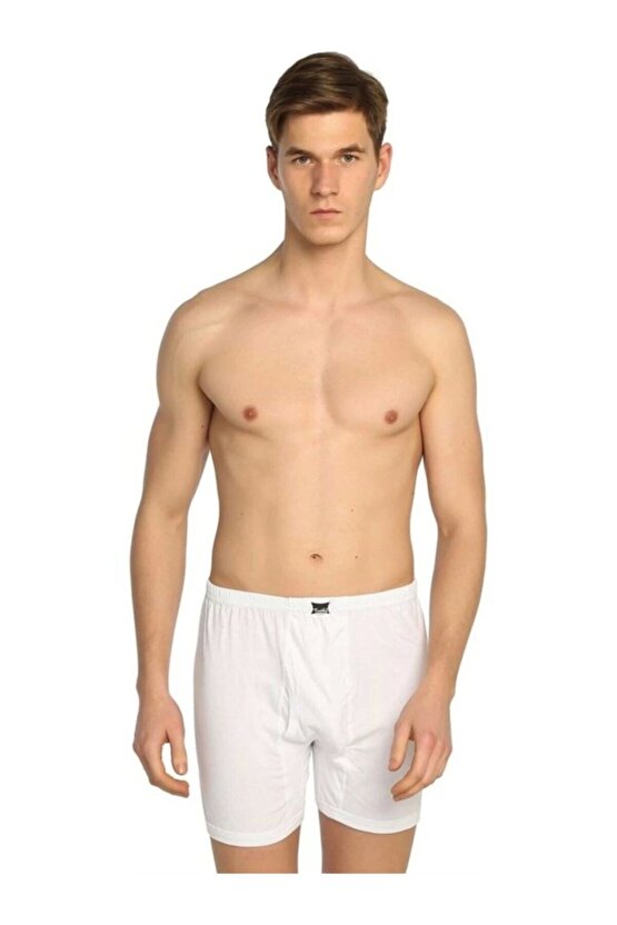 Erkek Beyaz 6lı Paket Penye Paçalı Külot