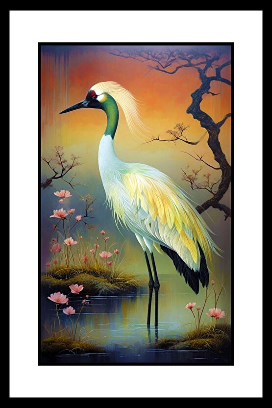 Bataklıktaki Balıkçıl Digital Art ( ÇERÇEVESİZ - ÇERÇEVE YOKTUR ) ( ULTRA HD ) FOLYO AFİŞ - POSTER