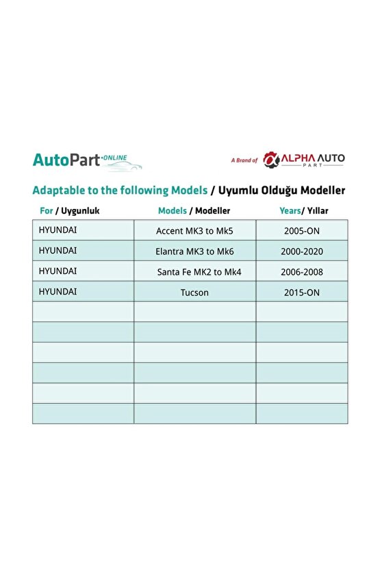 Hyundai Accent Elantra Santa Fe Tucson için Trim Döşeme Klips - 10 Adet
