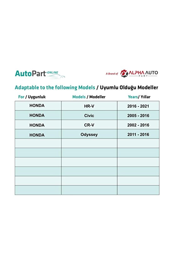 Honda HR-V Civic CR-V Odyssey TL RL ILX MDX Legend için Ön Çamurluk Klips - 100 Adet
