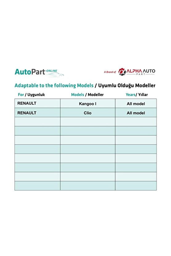 Renault Kango I Clio için Bagaj Kapak Dış Kaplama Agrafı Klips - 100 Adet