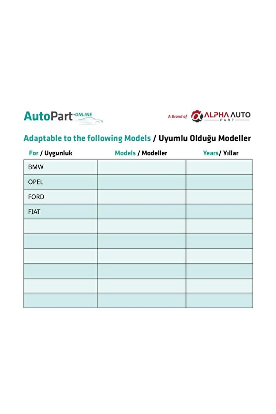 BMW Opel Ford Fiat için Tampon Montaj Somon - 100 Adet