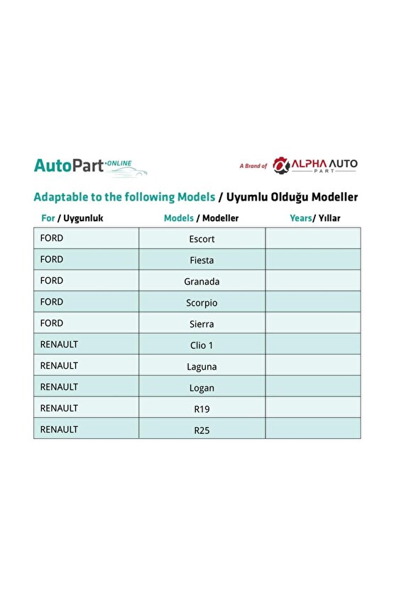 Ford Renault için Davlumbaz ve Taban Halı Klips - 1 Adet