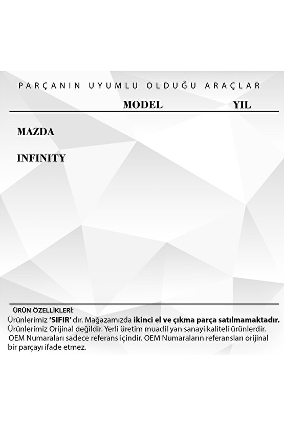 Infiniti Için Yan Ayna Tamir Dişlisi- 50 Diş