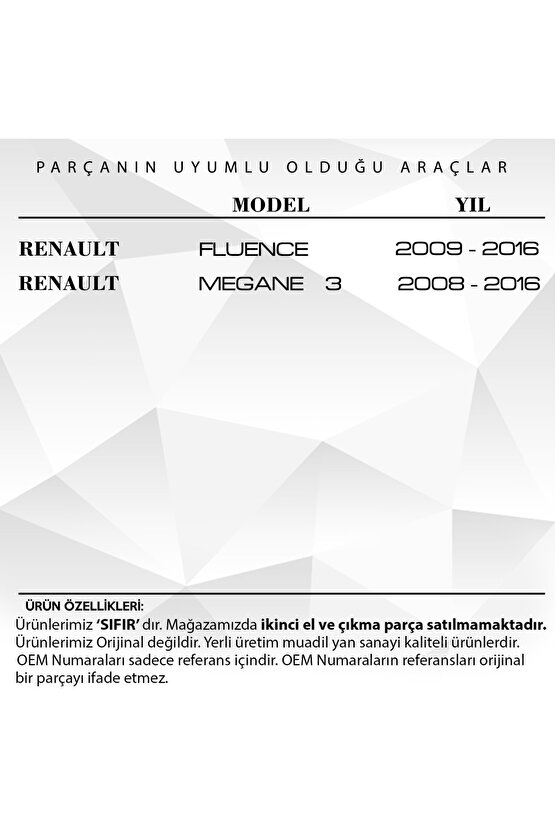 Renault Fluence, Megane 3 Için Torpido Mandalı Yaylı-siyah