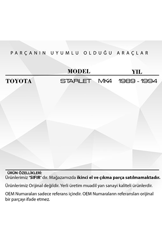 Toyota Starlet Mk4 Için Kontak Şaft Kilit Silindir Mili No:121