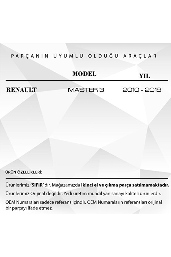 Renault Master 3 Için Kaput Kilit Karşılığı