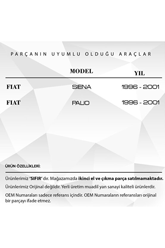 Fiat Palio Siena Için Cam Açma Düğme Kapağı Adet