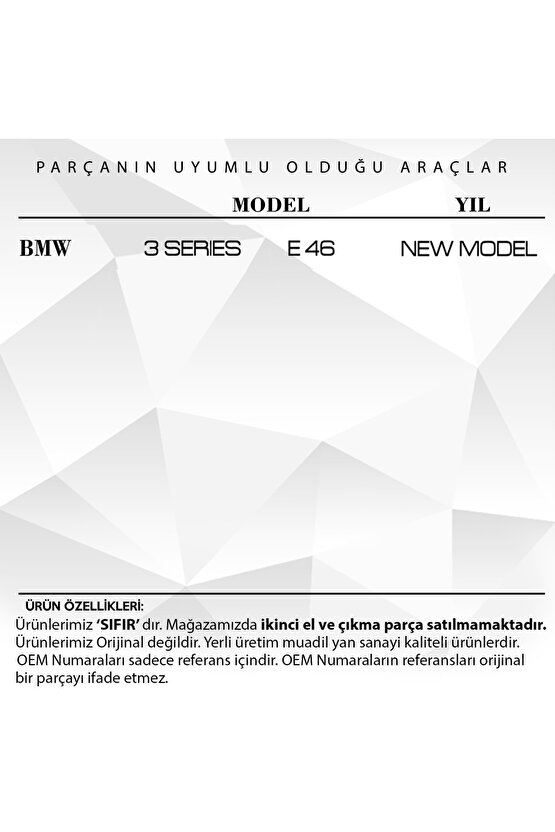 Bmw 3 Serisi E46 Cam Düğmesi Tamir Kapağı (bmw Yeni Model)