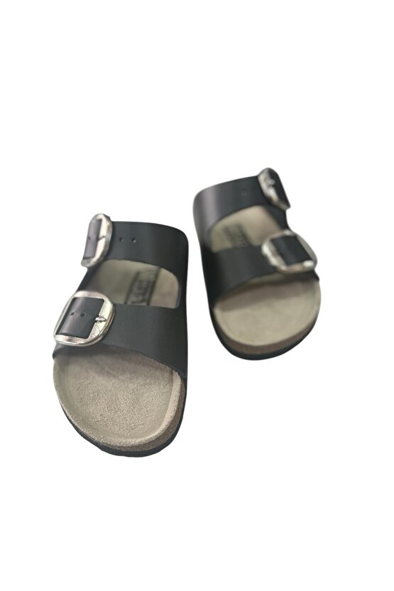 Kadın  Ortopedik Tabanlı Terlik Çift Bantlı Tokalı Günlük Rahat Ev & Dışarı Terliği