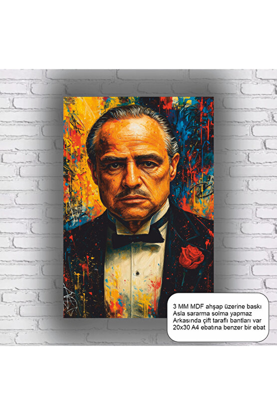godfather marlon brando baba sinema film retro ahşap poster mdf tablo