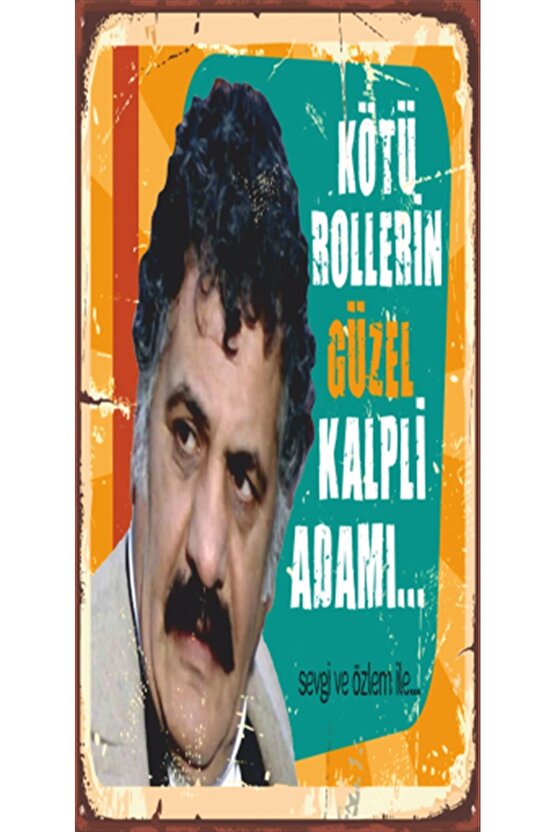 Yeşilçam Kötü Adam Erol Taş Mini Retro Ahşap Poster