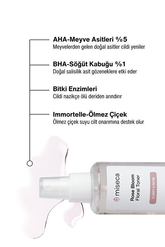Rose Bloom Arındırıcı Tonik 100 ml | Aha Bha Gül Suyu