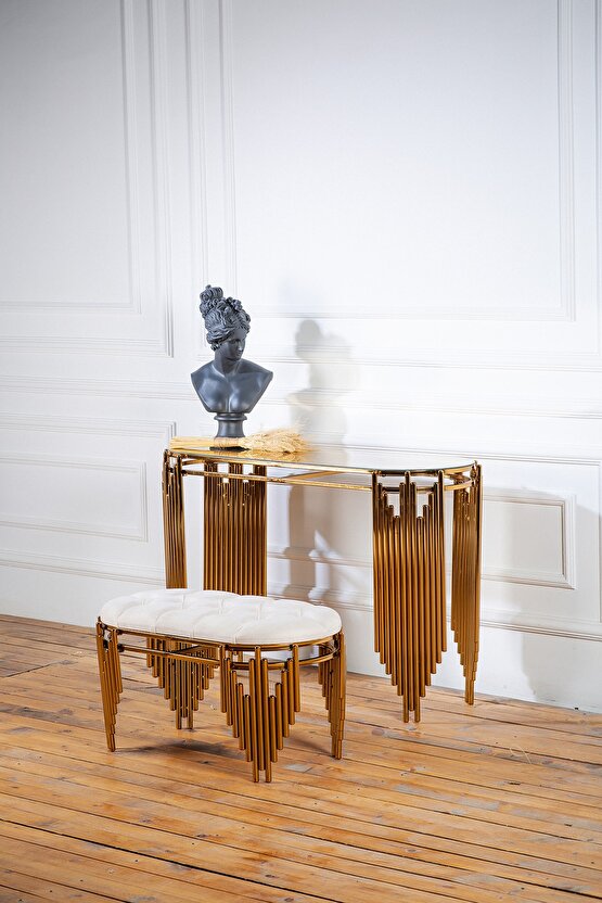 Gold Dresuar Puflu Ultr Lak Kaplama Dresuar Puflu