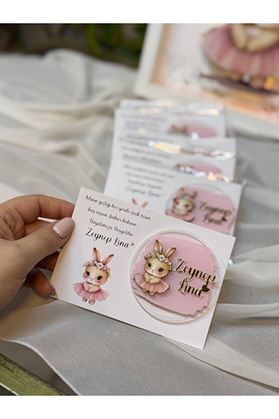 Ledli Bebek Kapı Süsü ve 25 Adet Aynı Konsept Magnet Hediyelik Kartlı, Jelatinli