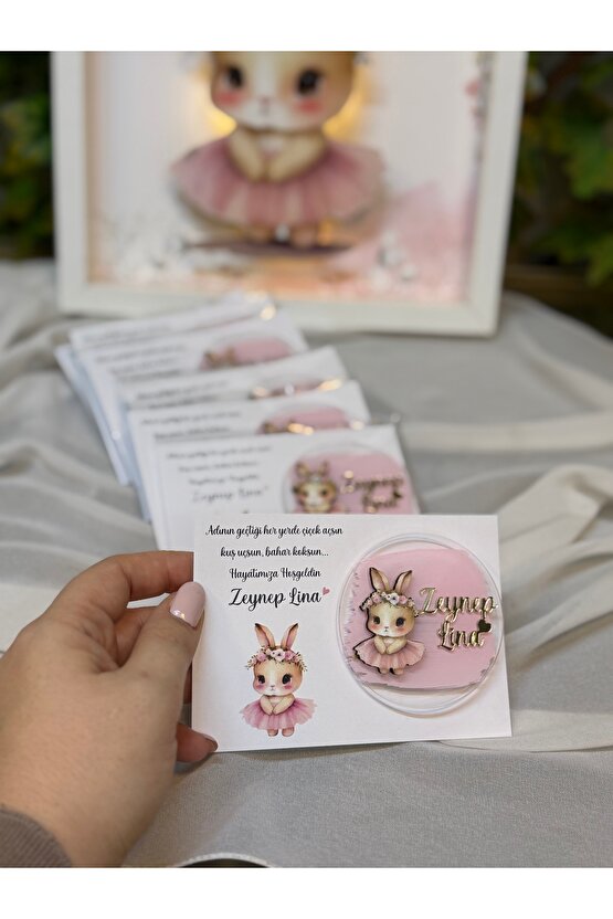 Ledli Bebek Kapı Süsü ve 10 Adet Aynı Konsept Magnet Hediyelik Kartlı, Jelatinli