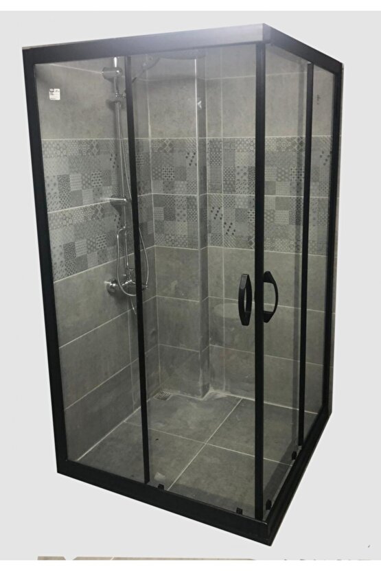80*80 H:180 Siyah Profil 6mm Şeffaf Camlı Duşakabin