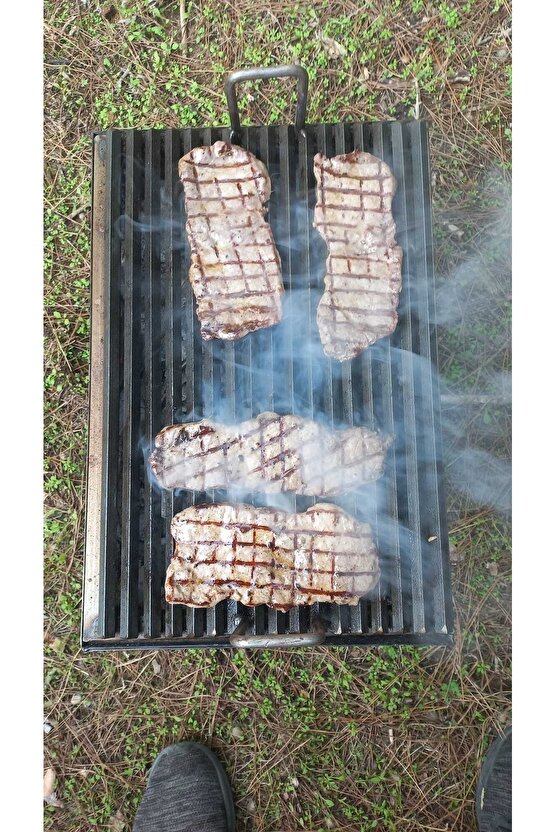 30x45 Steak Nusret Izgaralı Kamp Mangalı Döküm Izgara Portatif Ayaklı