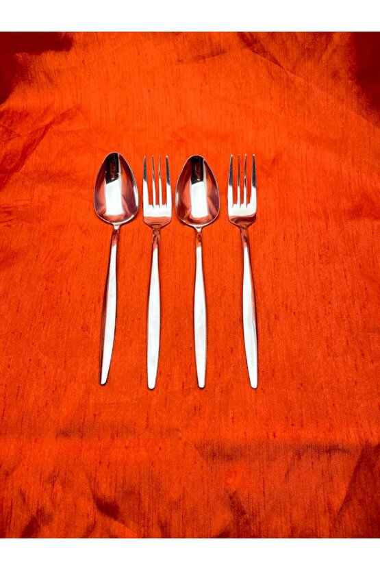 12 Parça 6 Kişilik Natural Sivri Yemek Kaşık & Yemek Çatalı