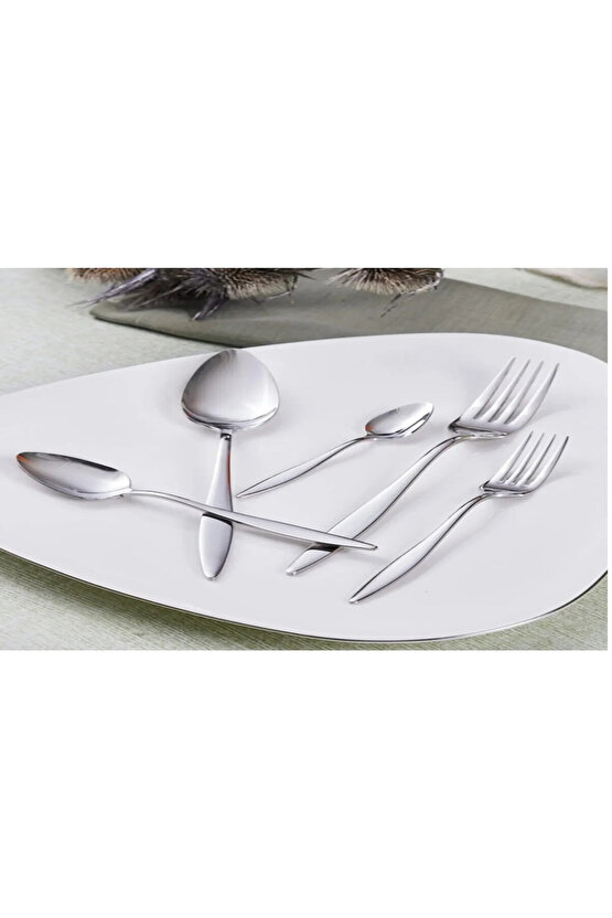 60 Parça 12 Kişilik Natural Çatal Kaşık Takımı - Sivri Model