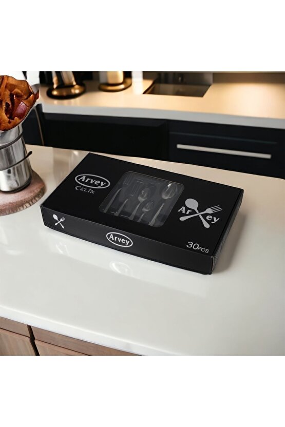 30 Parça 6 Kişilik Çatal Kaşık Takımı Sivri Model (kutulu)