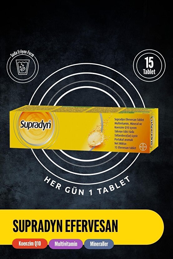 15 Efervesan Tablet | Koenzim Q10, Multivitamin Ve Mineral Içeren Takviye Edici Gıda