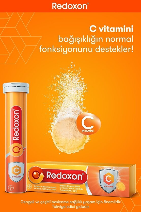 C Vitamini 15 Efervesan Tablet I 1000 Mg C Vitamini Içeren Takviye Edici Gıda