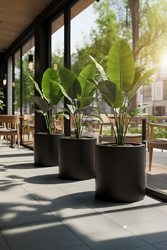 Aura Cylindro Fiber Silindir Saksı 50x40cm Mat