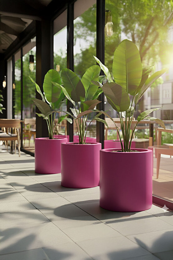 Aura Cylindro Fiber Silindir Saksı 50x40cm Mat