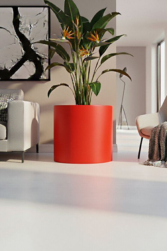Aura Cylindro 50x50cm Fiber Silindir Saksı - Mat - Büyük Saksı - Üst Açıklık 42cm