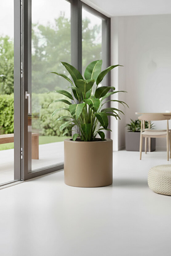 Aura Cylindro 50x50cm Fiber Silindir Saksı - Mat - Büyük Saksı - Üst Açıklık 42cm