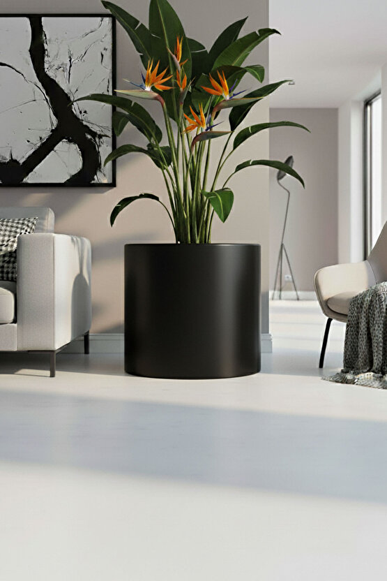 Aura Cylindro 50x50cm Fiber Silindir Saksı - Mat - Büyük Saksı - Üst Açıklık 42cm
