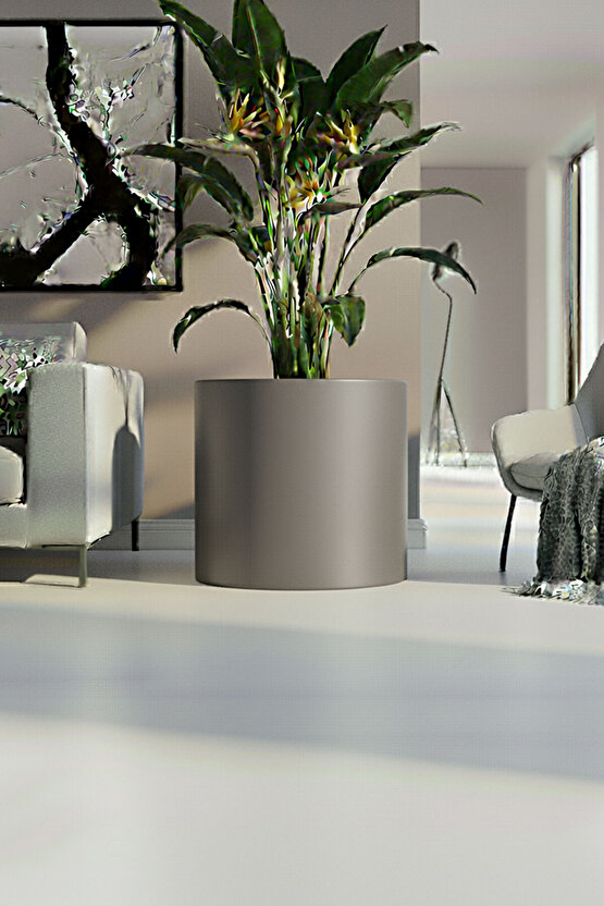 Aura Cylindro 50x50cm Fiber Silindir Saksı - Mat - Büyük Saksı - Üst Açıklık 42cm
