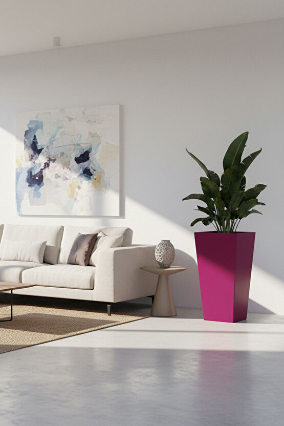 Aura Conica Fiber Konik Saksı 70x40cm Mat - Büyük Boy - Üst Açıklık 40cm - Yükseklik 70cm