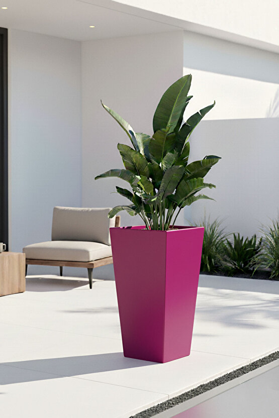 Aura Conica Fiber Konik Saksı 70x40cm Mat - Büyük Boy - Üst Açıklık 40cm - Yükseklik 70cm