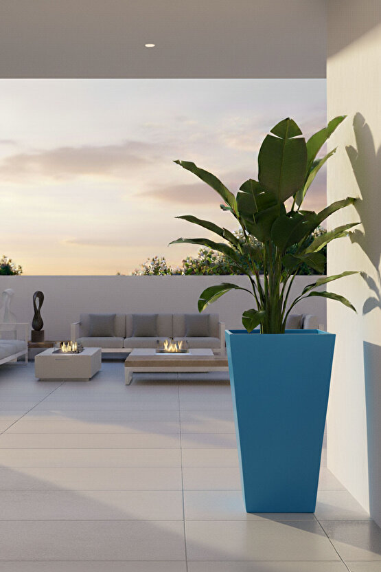 Aura Conica Fiber Konik Saksı 70x40cm Mat - Büyük Boy - Üst Açıklık 40cm - Yükseklik 70cm