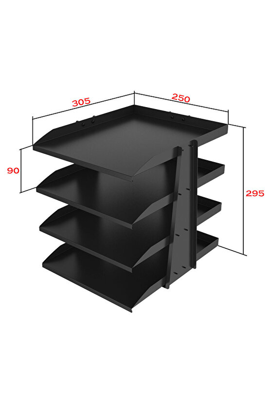 SteelLine 4 Katlı Metal Dosya Rafı - Masa Üstü Ultra Sağlam Ofis Organizer (29.5x30.5x25cm)