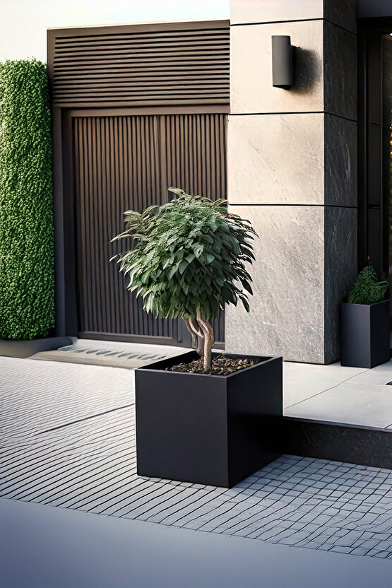 TerraGuard Demonte Küp Metal Saksı - 53x53x53cm Paslanmaz