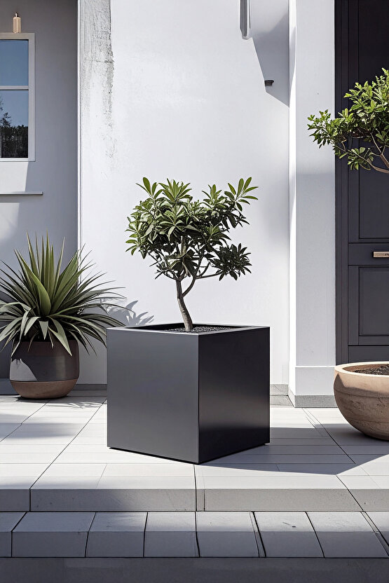 TerraGuard Demonte Küp Metal Saksı - 53x53x53cm Paslanmaz