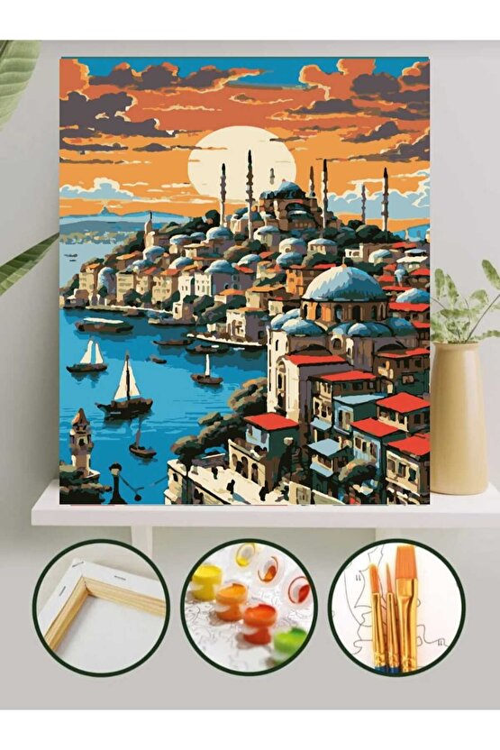 Sayılarla Boyama Kasnaklı Tablo Seti Fırça Boya Dahil 40x50 İstanbul
