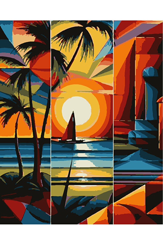 Sayılarla Boyama Kasnaklı Tablo Seti Fırça Boya Dahil 40x50 SURREALİZM1