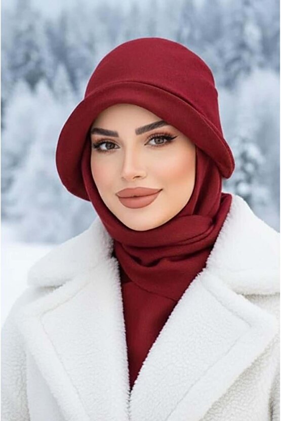 Bordo Atkılı Vintage Şapka