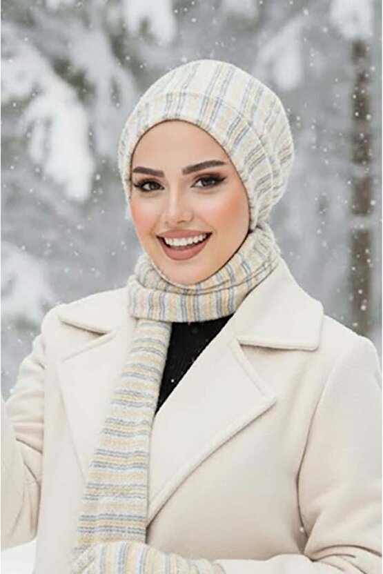 Kemik Çizgili Tesettür Bere
